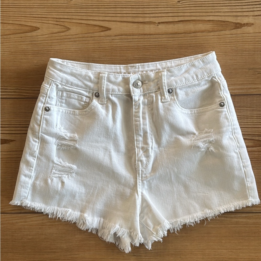 American Eagle white blue jean shorts
